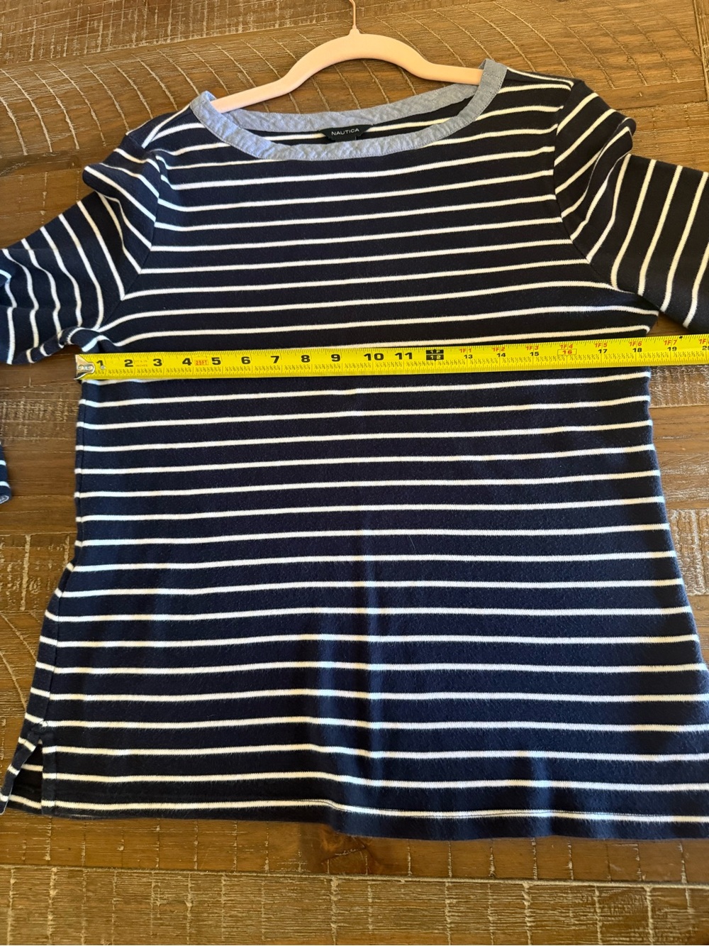 Nautica Navy and White Striped 3/4 Bell-Sleeve Top - Picture 5 of 8